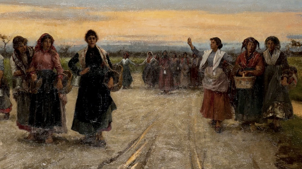 Dal lavoro, il ritorno dalla filanda - dettaglio